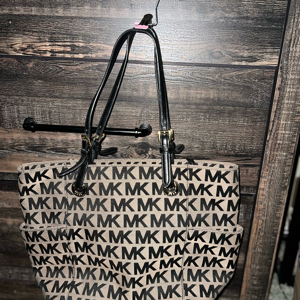 Michael Kors Black and Tan Signature Tote